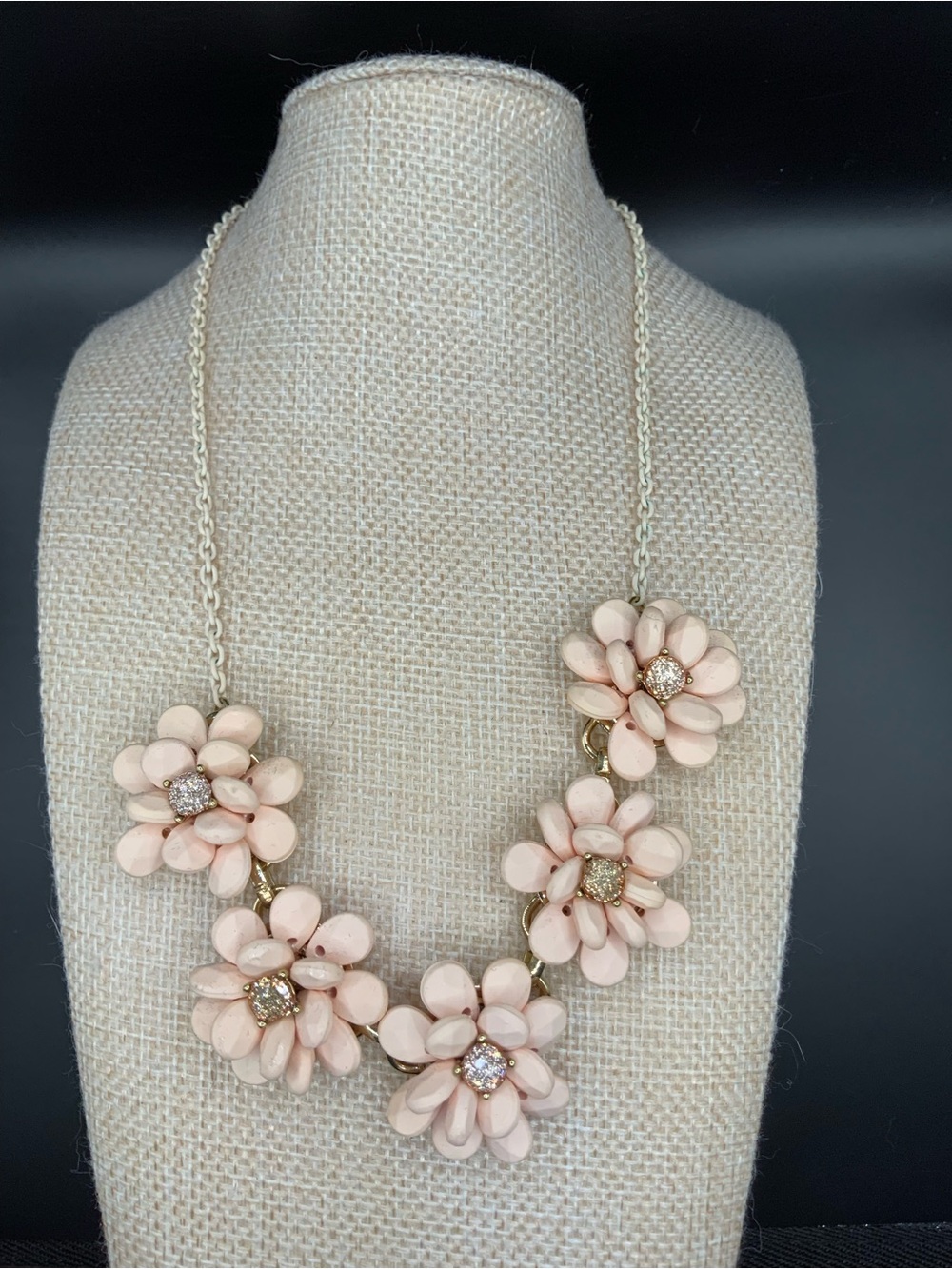 Betsey Johnson Pink Floral Crystal Cluster Necklace
